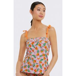 NEW Draper James X Lands' End Bandeau Tankini Orange Blossom Top Women's Size 6